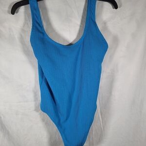 Nwt Womens Size Medium Cotton On Body Bonnie Blue One Piece Ribbed Swimsuit